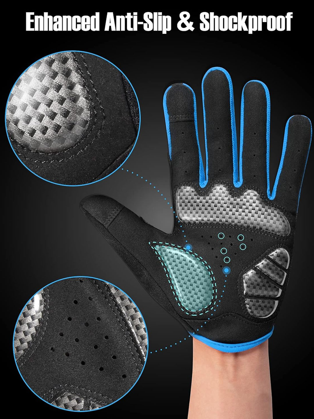 Gants De Cyclisme Antidérapants, Gants Unisexes À Doigt Complet Gants De Vélo À Écran Tactile Pour BMX ATV VTT, Course Sur Route, Cyclisme, Escalade