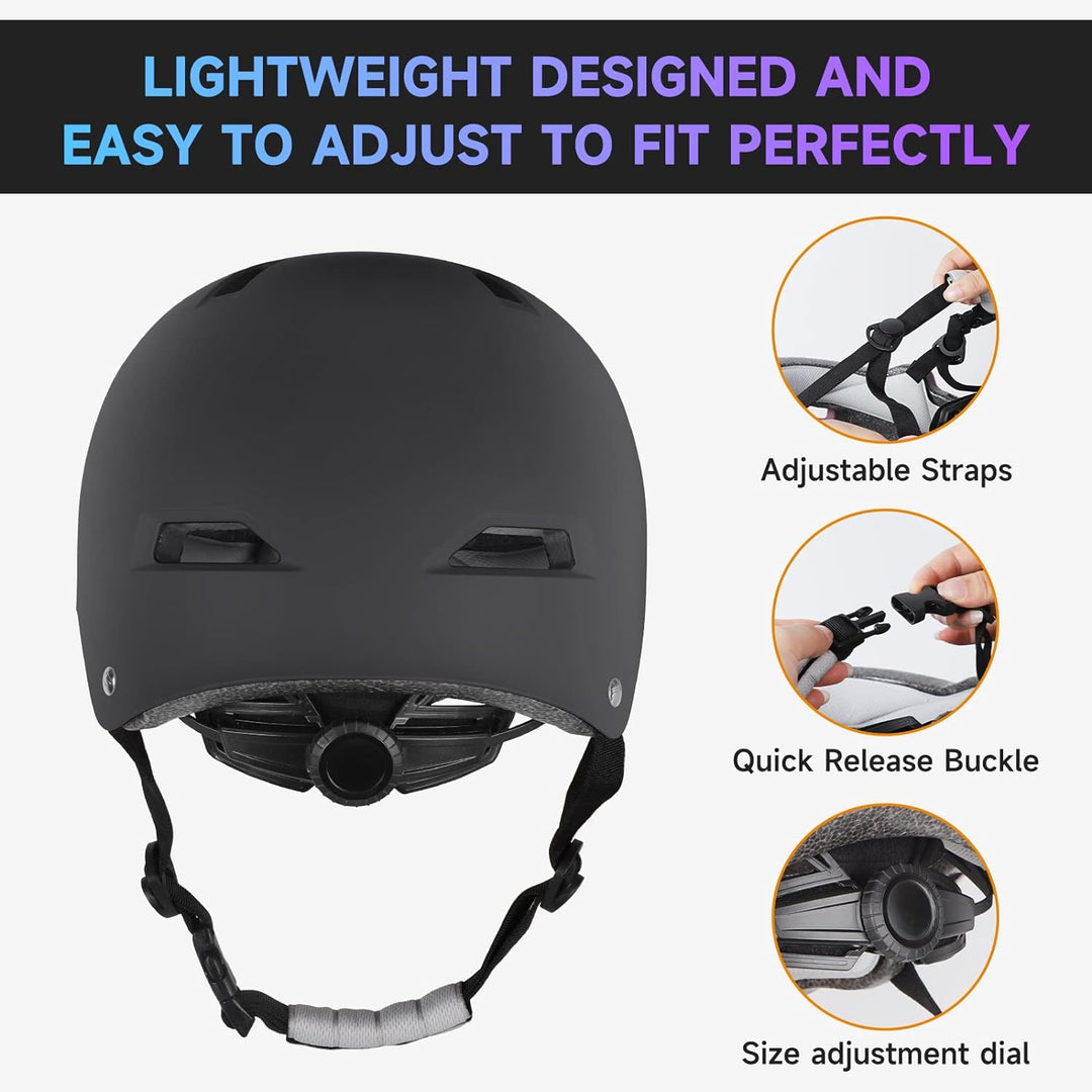 Unisex Casque Velo, Casque Trotinette Adulte Enfants Pour Homme Femme Avec Certifié CE, Anti-Choc Casque Skate Pour Trottinette, BMX, Skateboard, Vélo Électrique, Scooter Casques, S/M/L